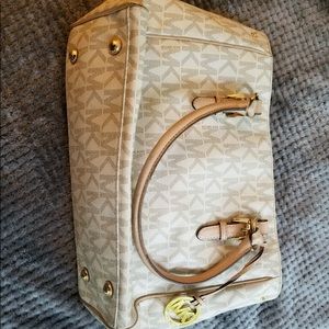 Michael Khors White and Tan Bag